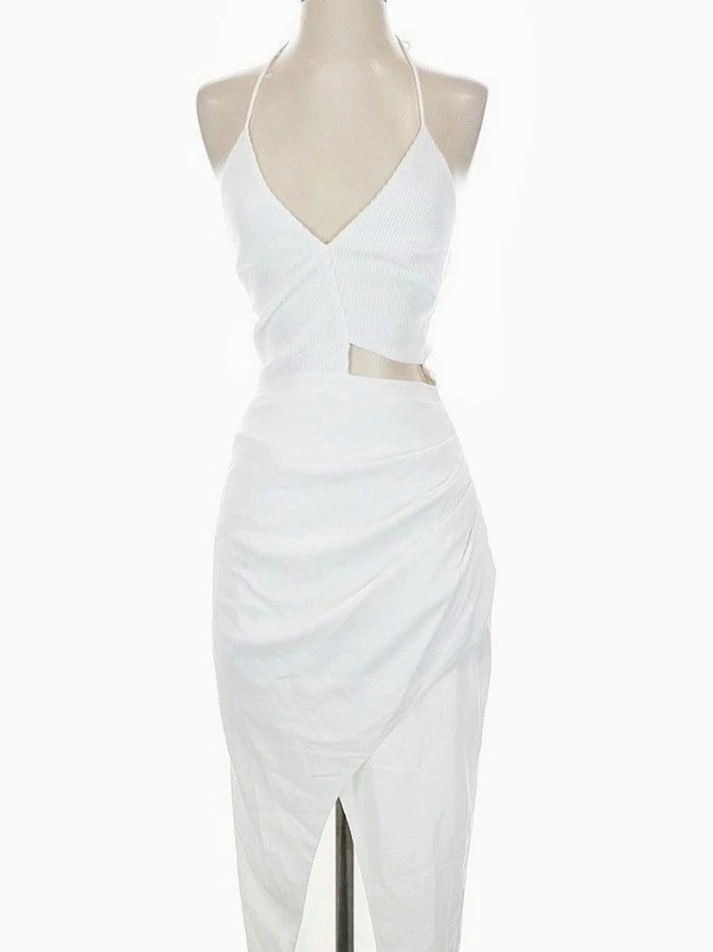 Stylestalker ;The Silhouette Halter Neck Maxi Dress White XS